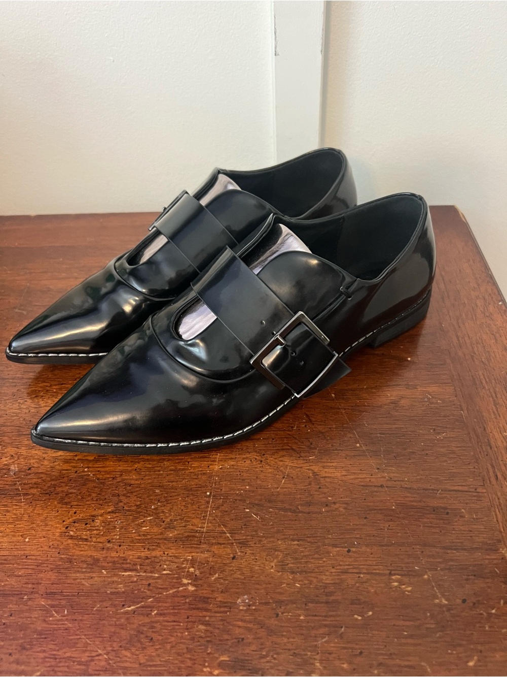 ASOS Black Pointed Monk Strap Dress Shoes size 5